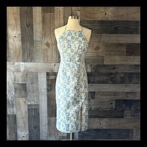 Lulu's silver cocktail dress small elegant sparkly floral glam formal event